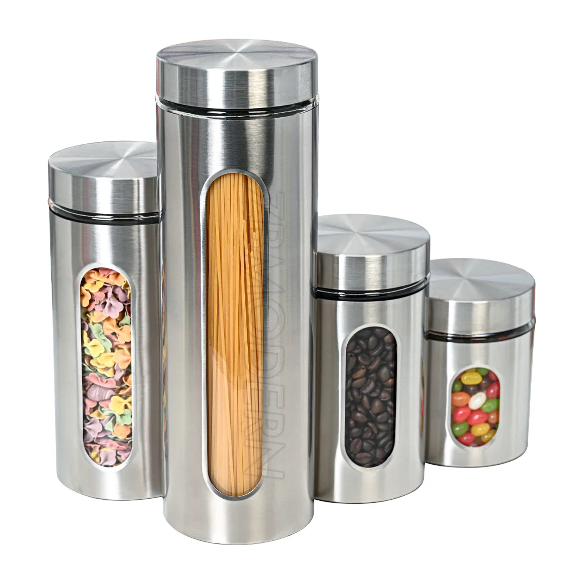 Kitchen Supplies Stainless Steel Storage Jars Visible Glass Sealed Jars Grain Tea Cans Food