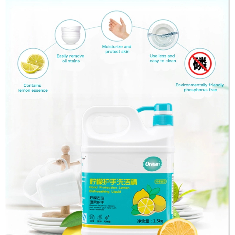 1.5L 5L de la vajilla personalizada jabón líquido para lavar los platos, frutas y verduras diariamente los productos químicos