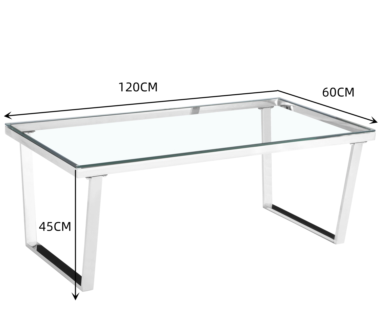 Cristal templado transparente mesa de café de lujo moderno con las patas de acero inoxidable