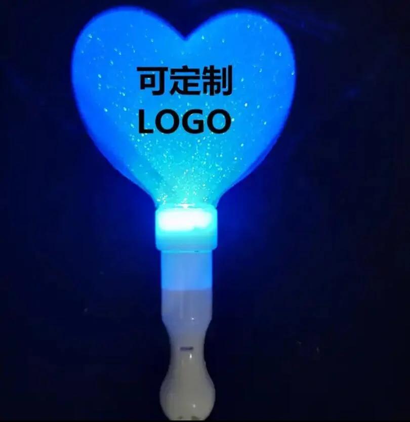 Custom Logo Printing LED Heart Glow Stick Flashing Light Sticks for Concert Event Party Light Stick