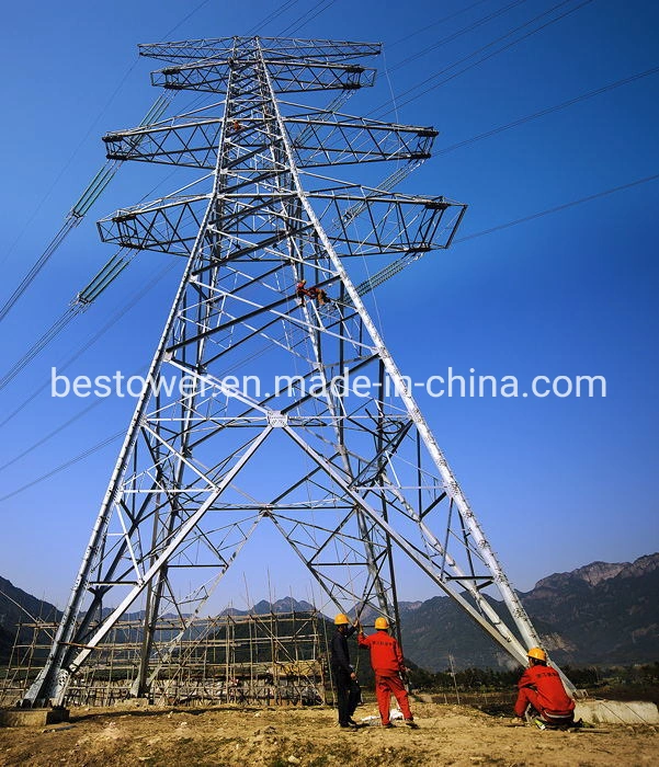 Prefab Galvanized Lattice Steel Structure Power Transmission Steel Tower