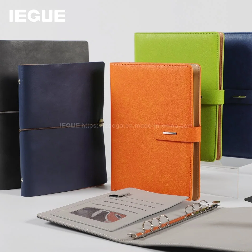 Customize Flexible PU Leather Cover 6 Ring Binder Personal Magnetic Organizer Notebook Planner