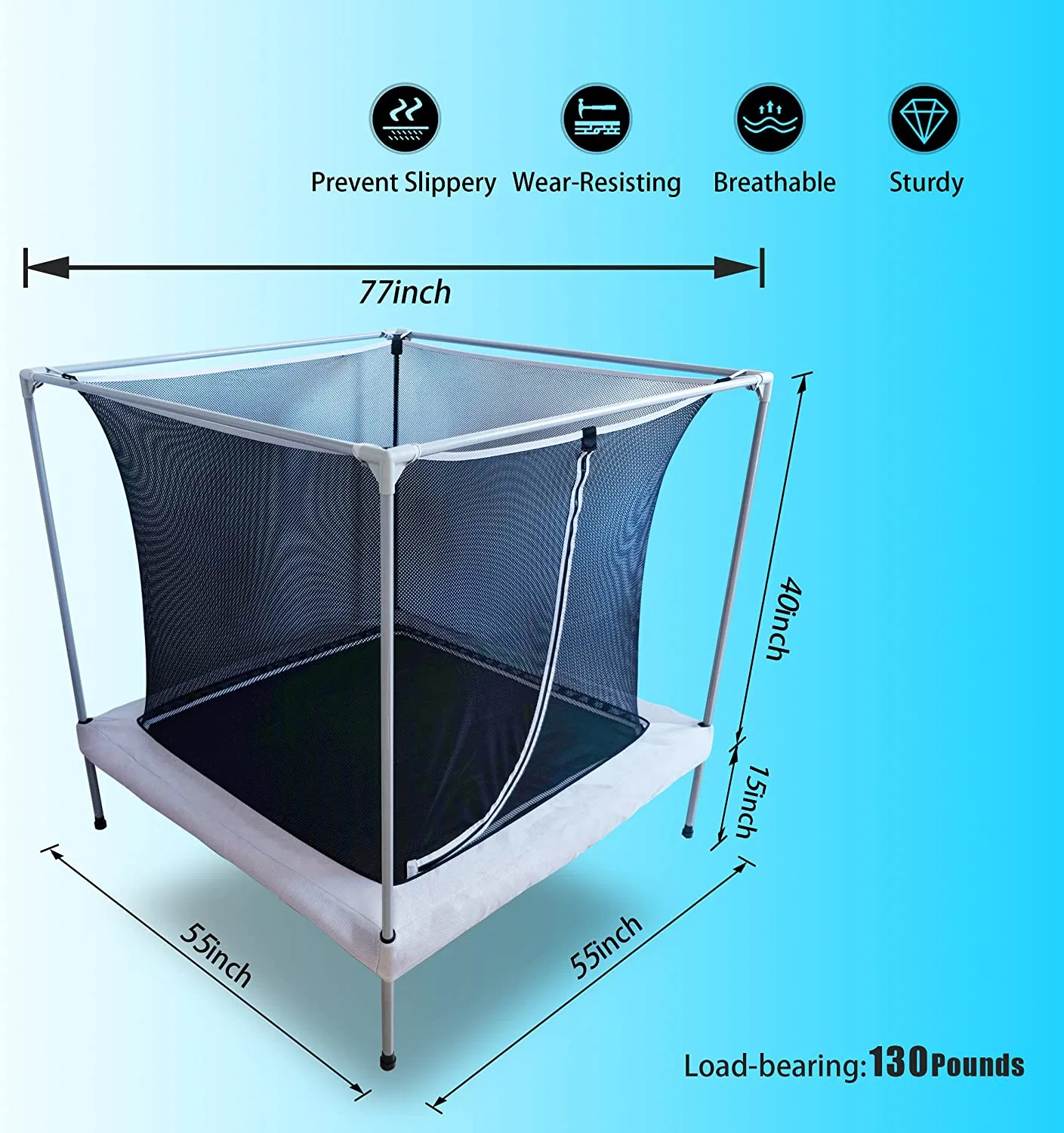 Trampoline with Enclosure [Curved Poles Reinforced Type] Recreational Trampolines with Ladder