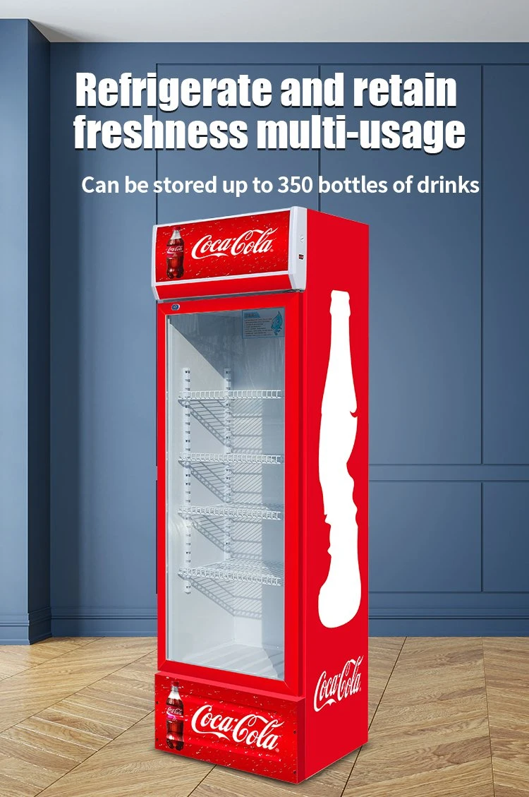 Enfriador de botellas de display de dos puertas de Marca Coke con enfriamiento dinámico Sistema Coke Cooler excelente cerveza vino bebidas nevera refrigerador Nacional Vaso de vidrio