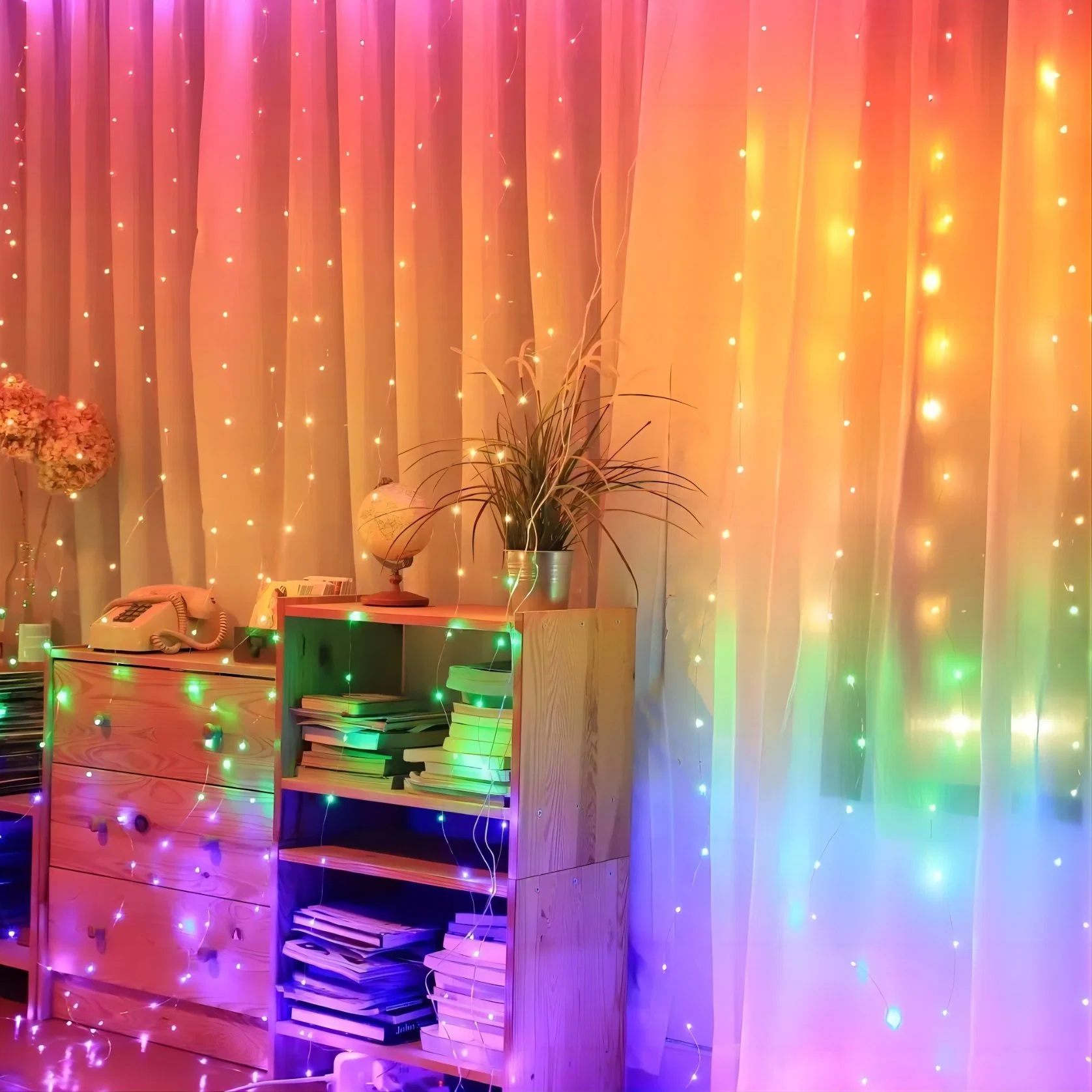 Smart Curtain LED String Lights con 400 RGB Color Changing APLICACIÓN controlada DIY sus efectos