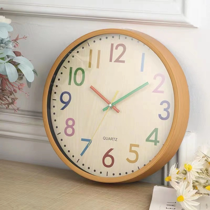 New Novelty Wood Grain Large Quartz Decorative Plastic Non Ticking Wall Clock