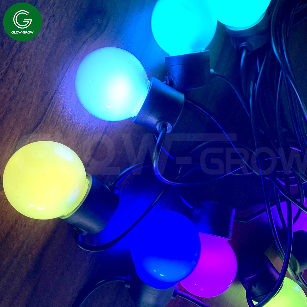 Factory Outdoor Waterproof RGB Christmas Replaceable G45 Bulbs LED Festoon String Light with White Cable for Xmas Ramadan Wedding Home Easter Decoration