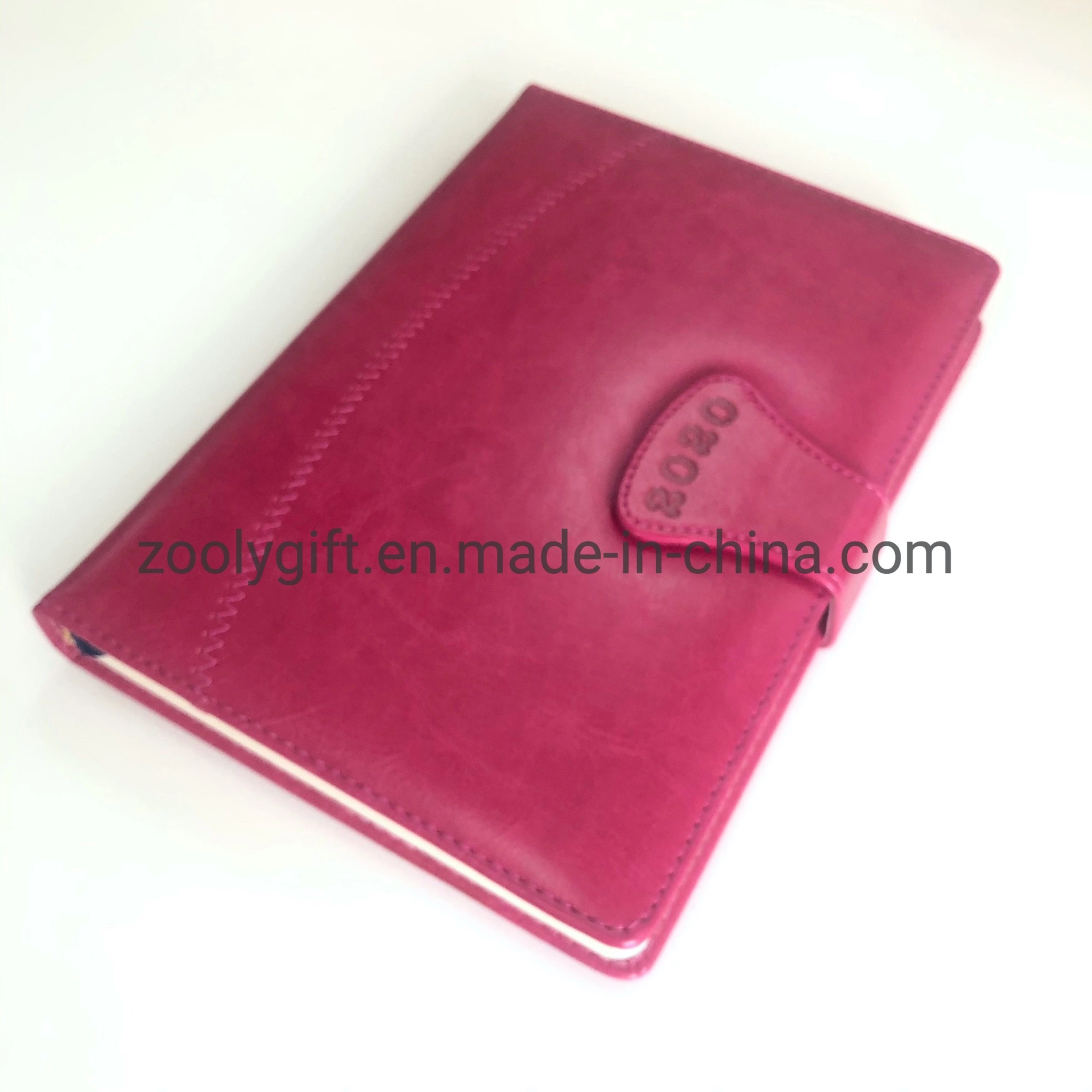 Embossed Logo PU Leather Journal Diaries Magnetic Flap Agenda Daily Planner Notebook Souvenir Gift