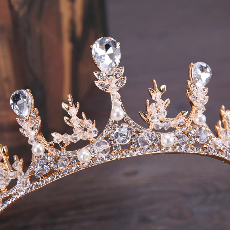 Корейский жемчужины стразами свадьбы головном уборе Princess Crown Hairbands Короны