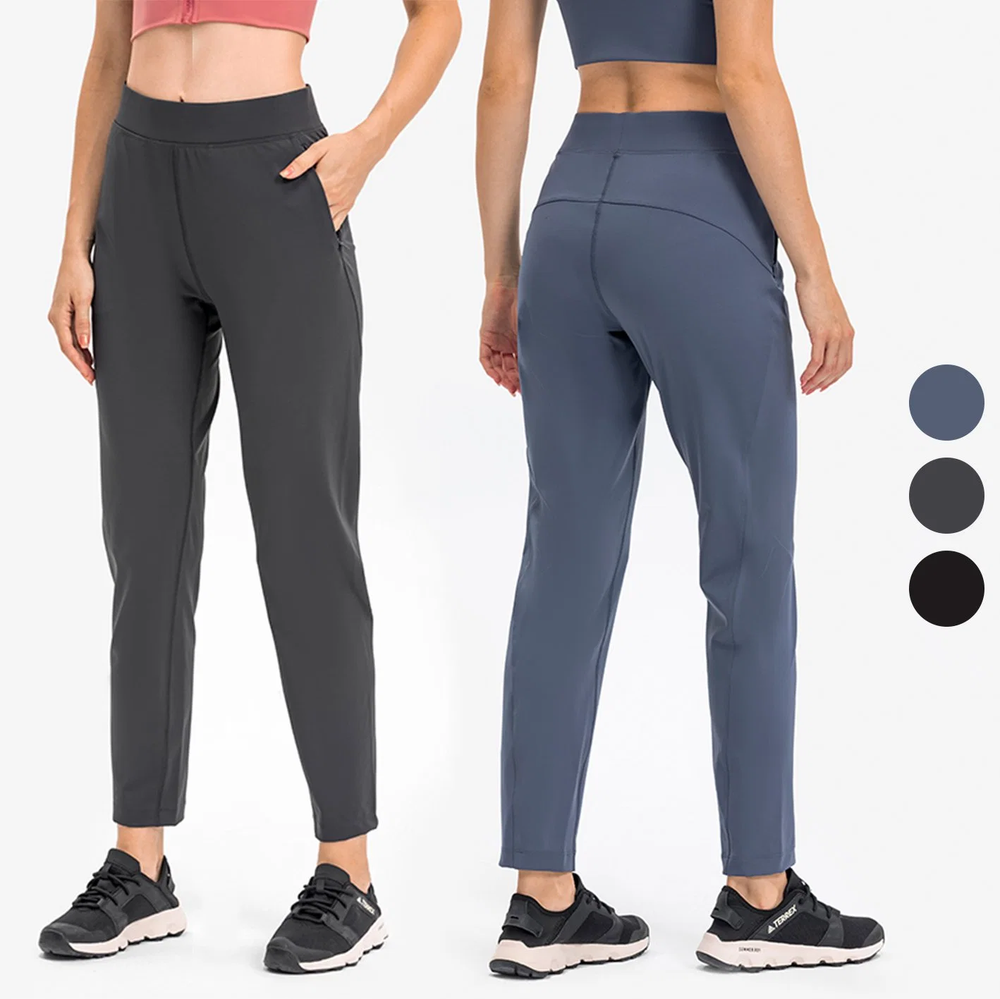 Wholesale Straight Casual Side Zipper Pockets Design Running Sports Wear Women&prime; S Pants & Trousers
