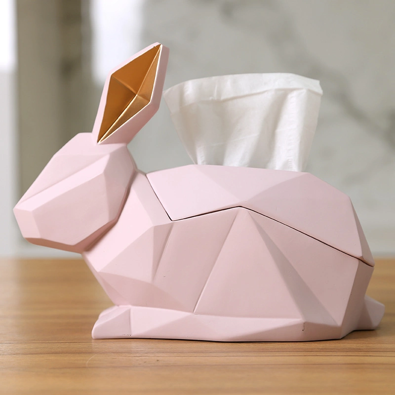 Modern Simple Geometric Rabbit Resin Tissue Box for Stylish D&eacute; Cor