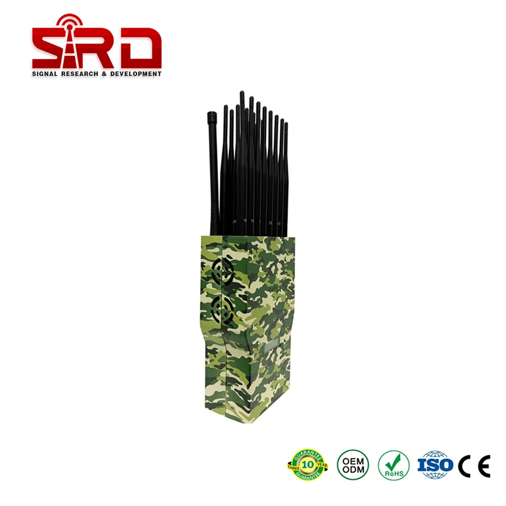 Handheld 4G 5g GPS Tracking VHF UHF 21 Channels Mobile Phone Blocker Indoor Use Signal Jammer