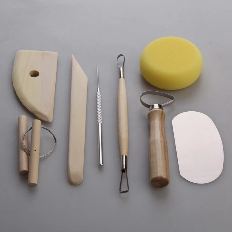 Custom Logo 8 Piece Set Clay Ceramics Molding Tools Wood Knife Pottery Tool Practical