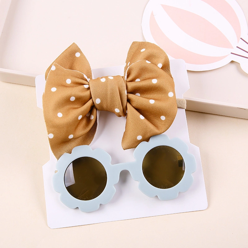 Bow Baby Headband DOT Sunflower Sunglasses Flower Round Eye Glasses 0-4t Elastic Hair Bands Headwear