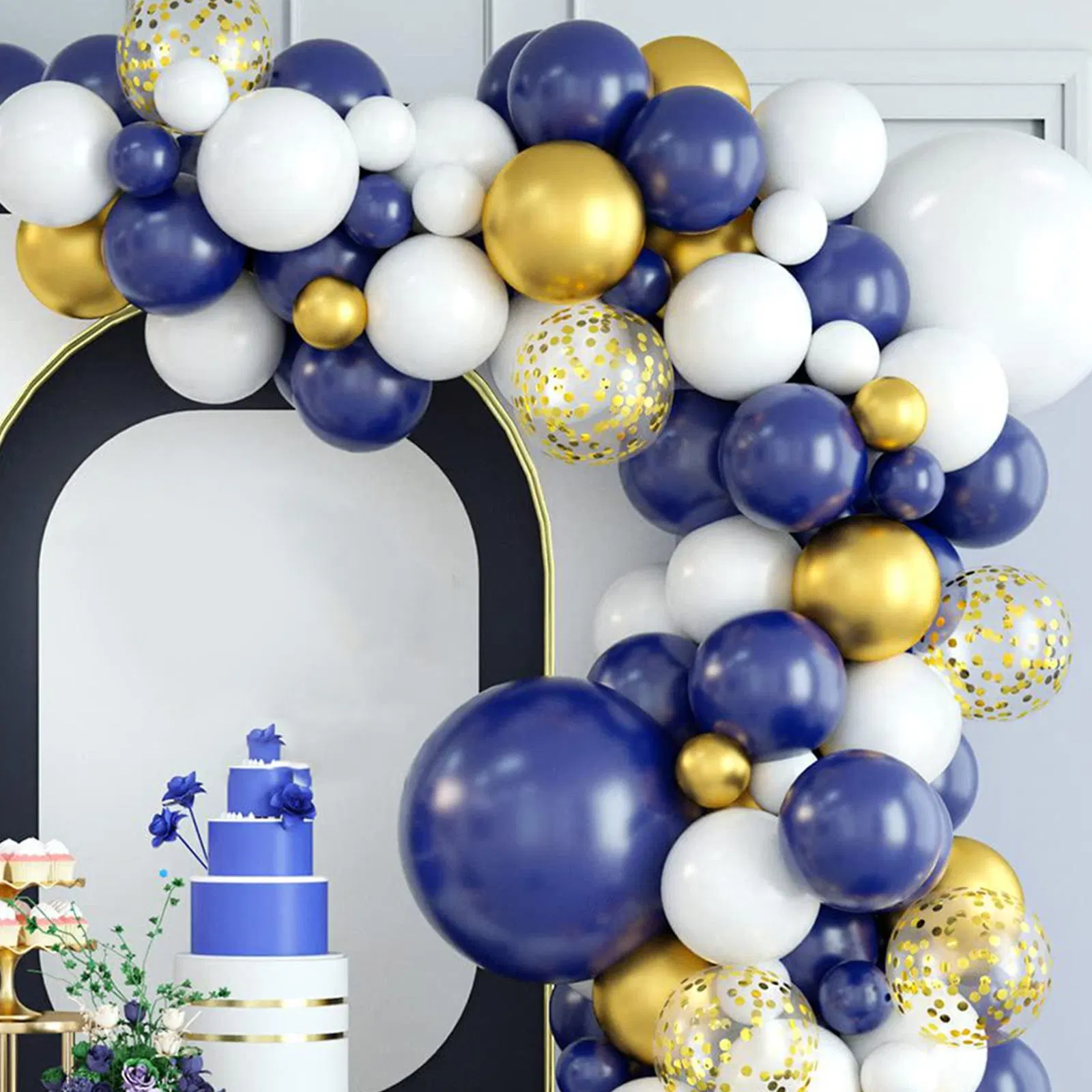 113PCS Navy Blue White Gold Balloon Baby Shower Bridal Shower Boys Birthday Party Decoration Arrangement Balloons