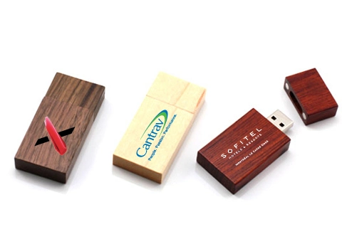 Micro Storage Wood USB Flash Drive with Logo Printed, Retractable