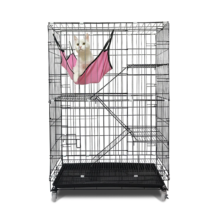 Factory Cheap Indoor Outdoor Metal Large Stainless Steel Wire Pet Cat Villa House Cage Foldable