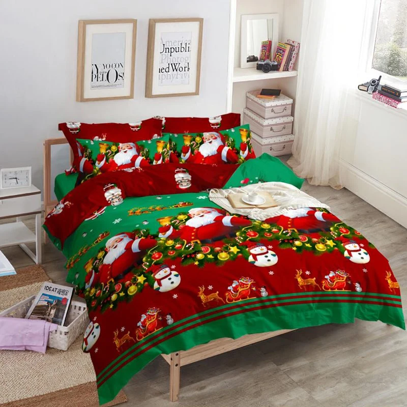 Merry Christmas Digital Printed Bedding Covers Happy New Year Xmas Duvet Cover Festival Decorative Polyester Microfiber Home Decor