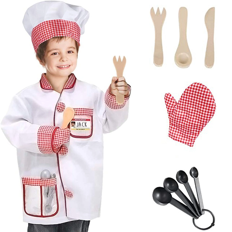Chef Role Play Costume Cooking Cap Dress up Set Including Utensil Toys for Kids Boys Gilrs Party Carnival Costume