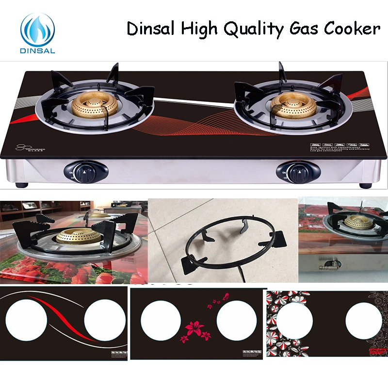 Kitchen Appliance 7mm Tempered Glass Double Burners Gas Stove