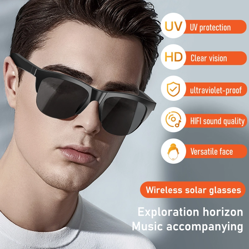 Óculos Bluetooth sem fio inteligente impermeável com música&amp;Chamada de Mãos e lentes polarizada