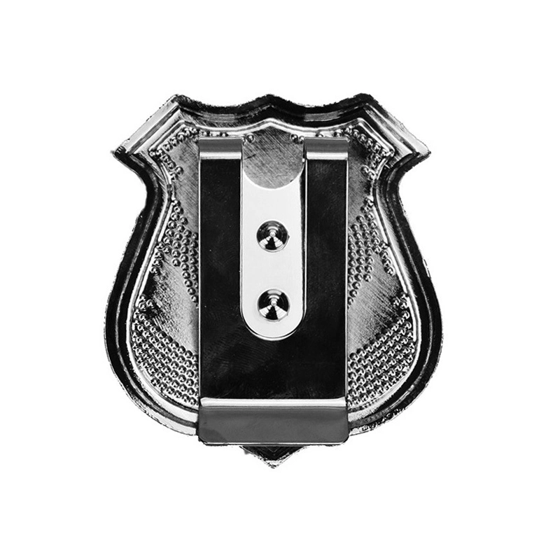 Custom Black Metal PU Leather Necklace Pendant Police Security Badge Leather Case