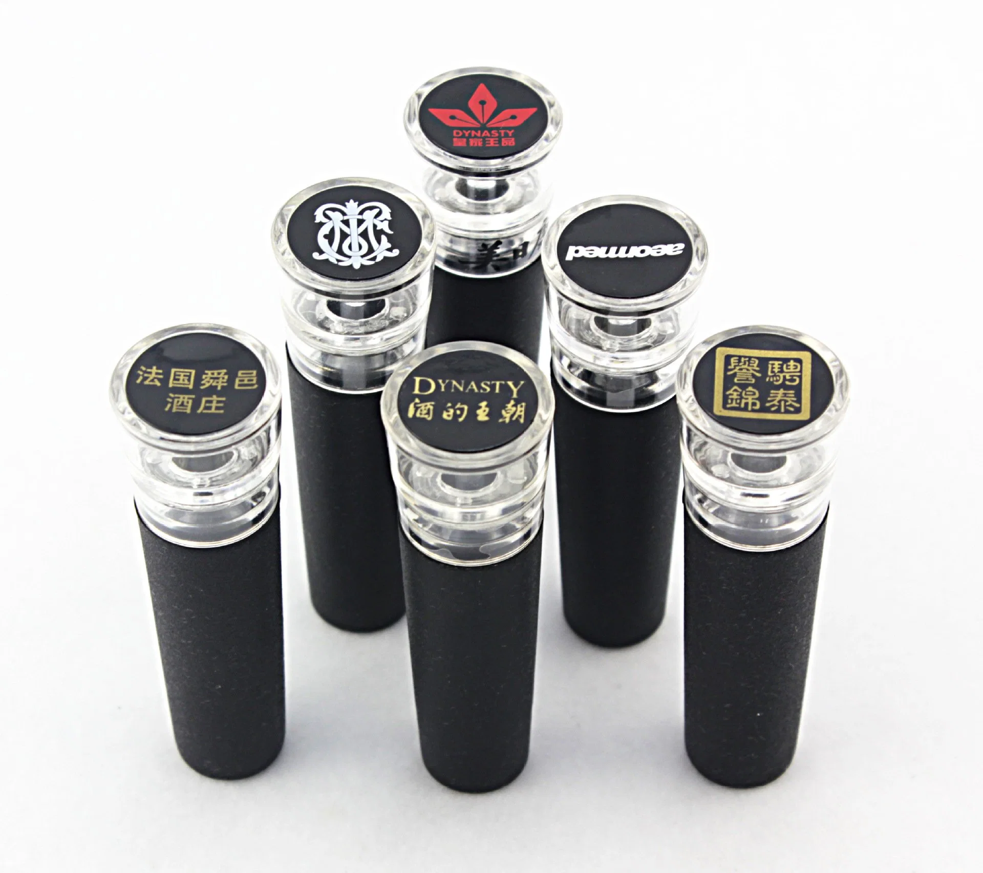 Logo Printed Stainless Steel Vacuum Wine Bottle Stopper Sealed Storage High Quality Plug Liquor Flow Stopper Pour Cap