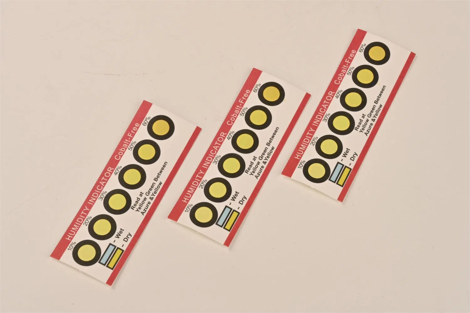 Cobalt Free Yellow to Azure 10%-60% Rh Moisture Reading Card for Wafer/IC/LED/PCB