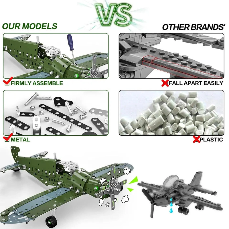 نموذج الطائرة تويز للأطفال الفكريين لعبة الأطفال بناء كتل الإبداع سيارة DIY لغز المعادن مع 258 قطعة هدية للفتيان