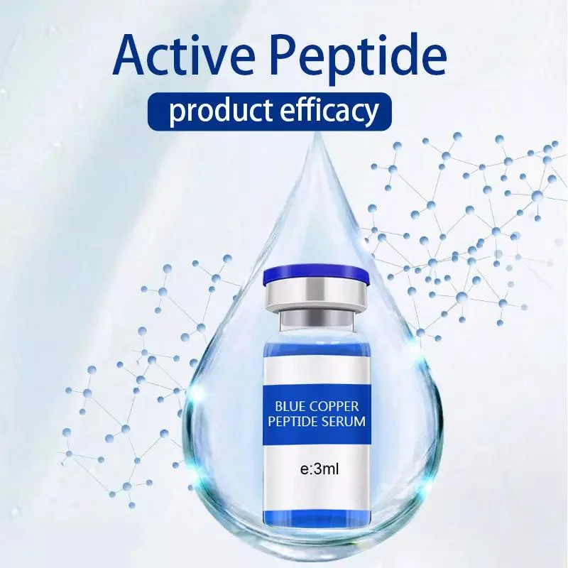 Anti Aging Firming Whitening Repairing Blue Copper Peptide Serum with Derma Roller Boost for Face Skin Anti Wrinkles Ghk-Cu Multi Peptide Serum