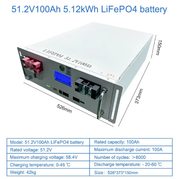 LiFePO4+ ciclo Li-ion batería Comercial Casa ordenador 100Ah 51,2V 6000 Batería