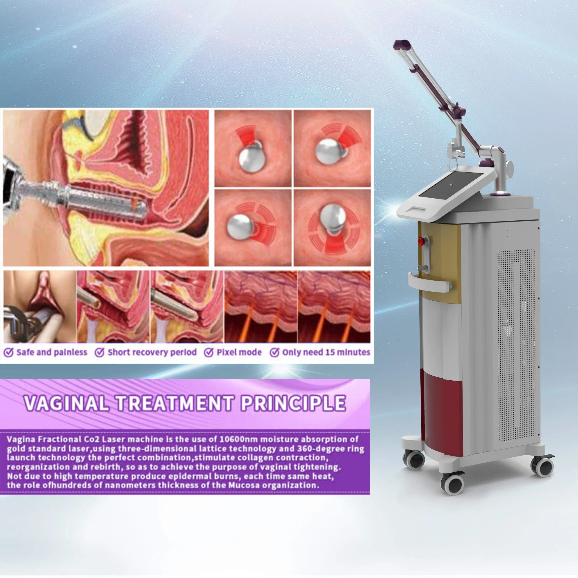 Beauté enlèvement de soins cicatrices acné laser tache d'enlèvement de peau étiquette Rajeunissement du laser fractionnel de la machine d'enlèvement 10600nm