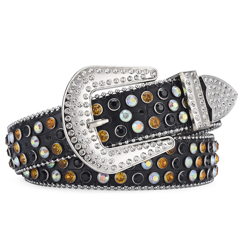 Creative Custom Design Rhinestone Belt with Metal Belt Buckle