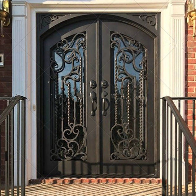 American French Security Exterior Entry Villa Wrought Gates Iron Double Door