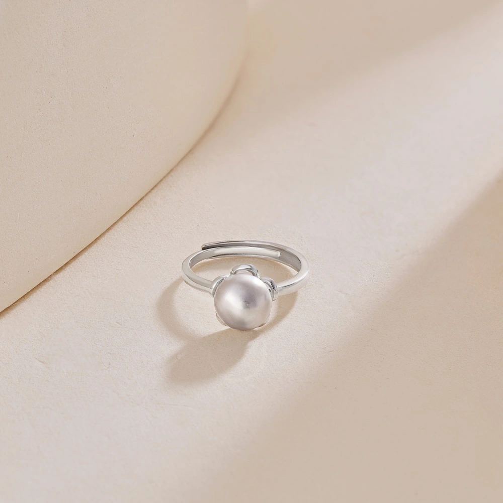 S925 Sterling Silver Blue-Gray Freshwater Pearl Ring