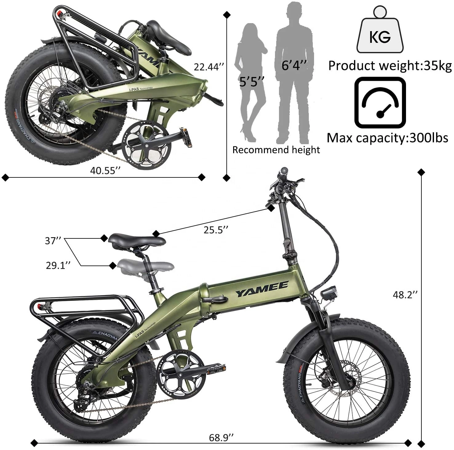 20 Inch 2021 Most Popular E-Bike Fat Tyre 48V E Bike Folding Fat Tire Electric Bicycle