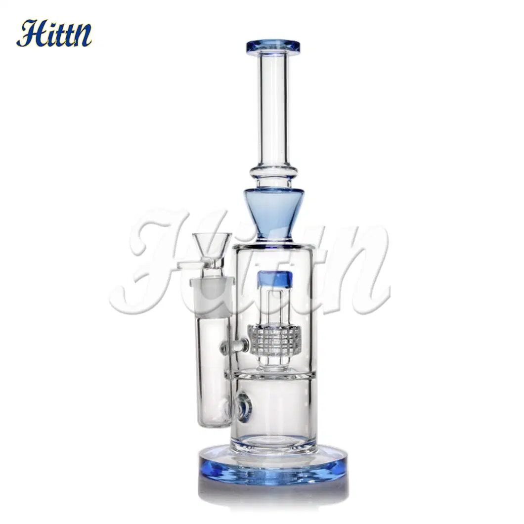 en stock 12 pouces bleu rose vert mélange de couleurs pipe à fumer en verre de borosilicate avec douche à percussions pour tabac sec et herbes, pipe en verre pyrex pour crack.