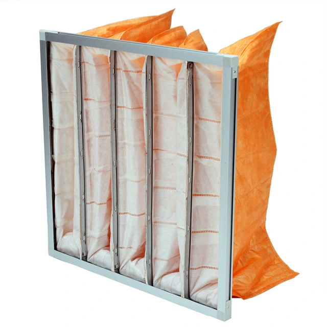 Galvanized Steel Frame Pocket Filter F8 Synthetic Fiber Media Bag Filter