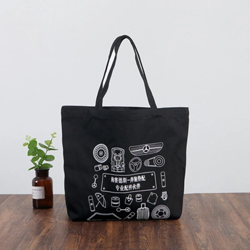 Black Canvas Cotton Tote Bag with Customer Logo Printed, Promotion Gift Bag