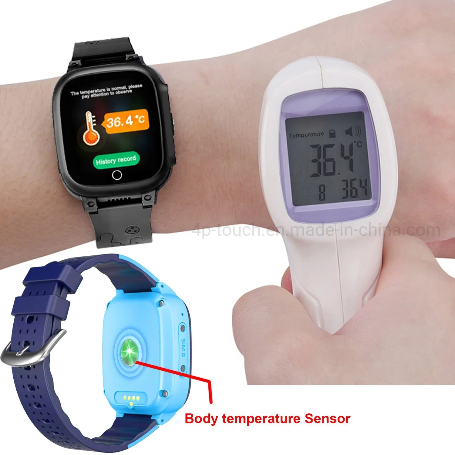 Qualität 4G IP67 Wasserdichtigkeit Kinder Körpertemperatur GPS-Messung WiFi Smart Phone Tracker Watch mit Videoanruf für Schoold Jungen Mädchen D51