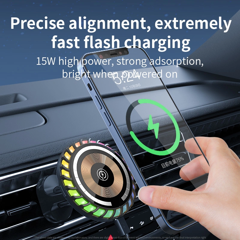 Multifunctional 15W Chargeur de voiture sans fil Magsafing magnétique Titulaire d'aérateur de support de montage de charge 10W pour téléphone mobile