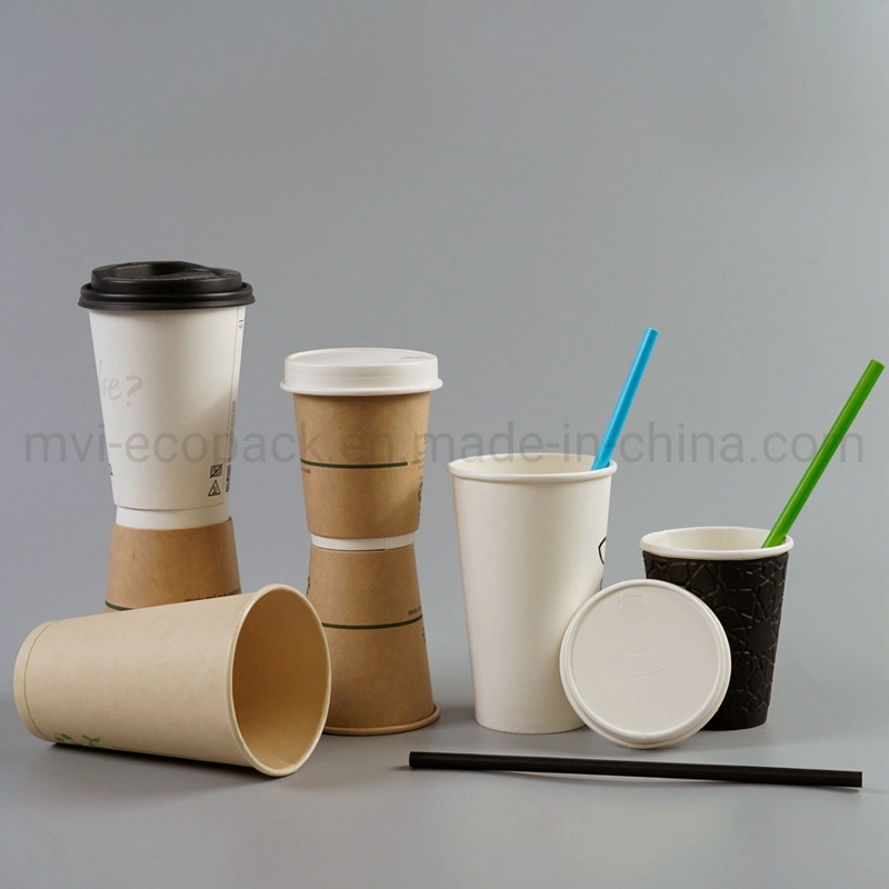 Biodegradable Takeaway PLA/Water-Based Coating Paper Coffee Cup Paper Ripple Cup with Lid