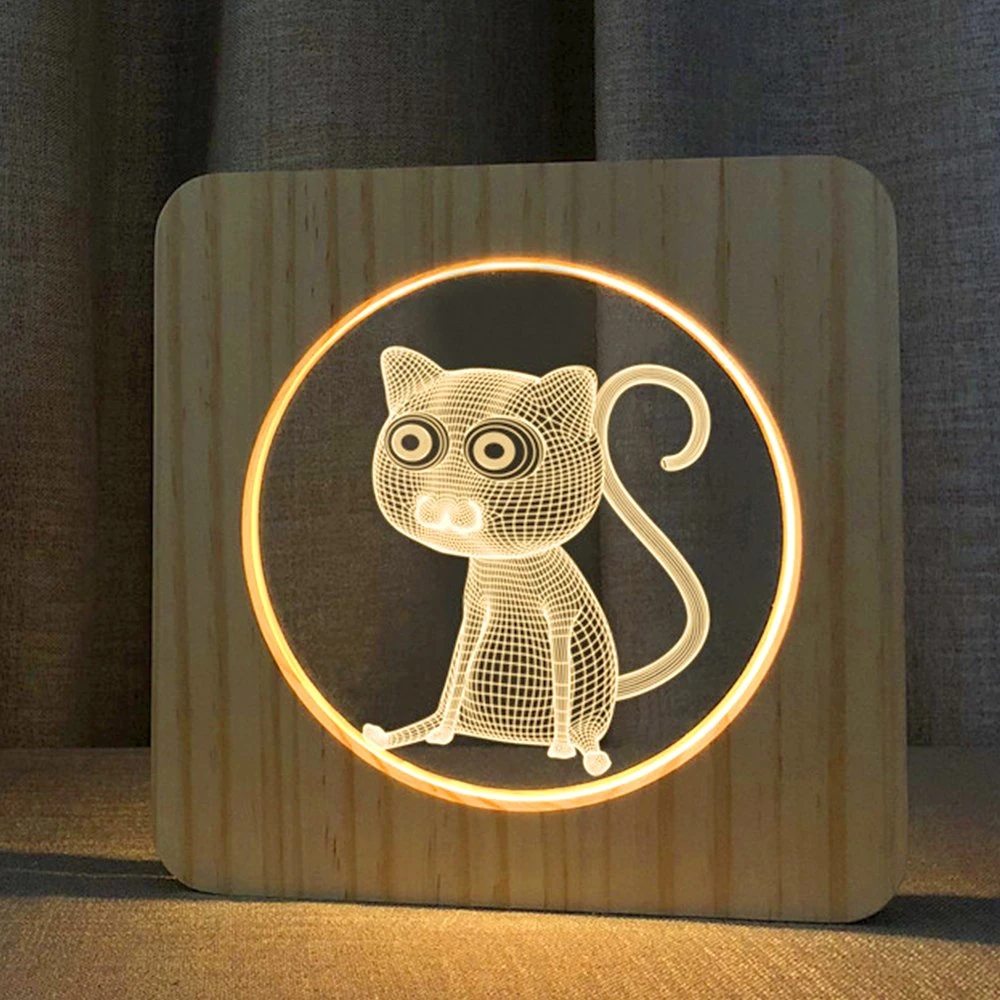 Promotional Items Baby Gifts Crafts Sets 3D Wooden Acrylic Lamp