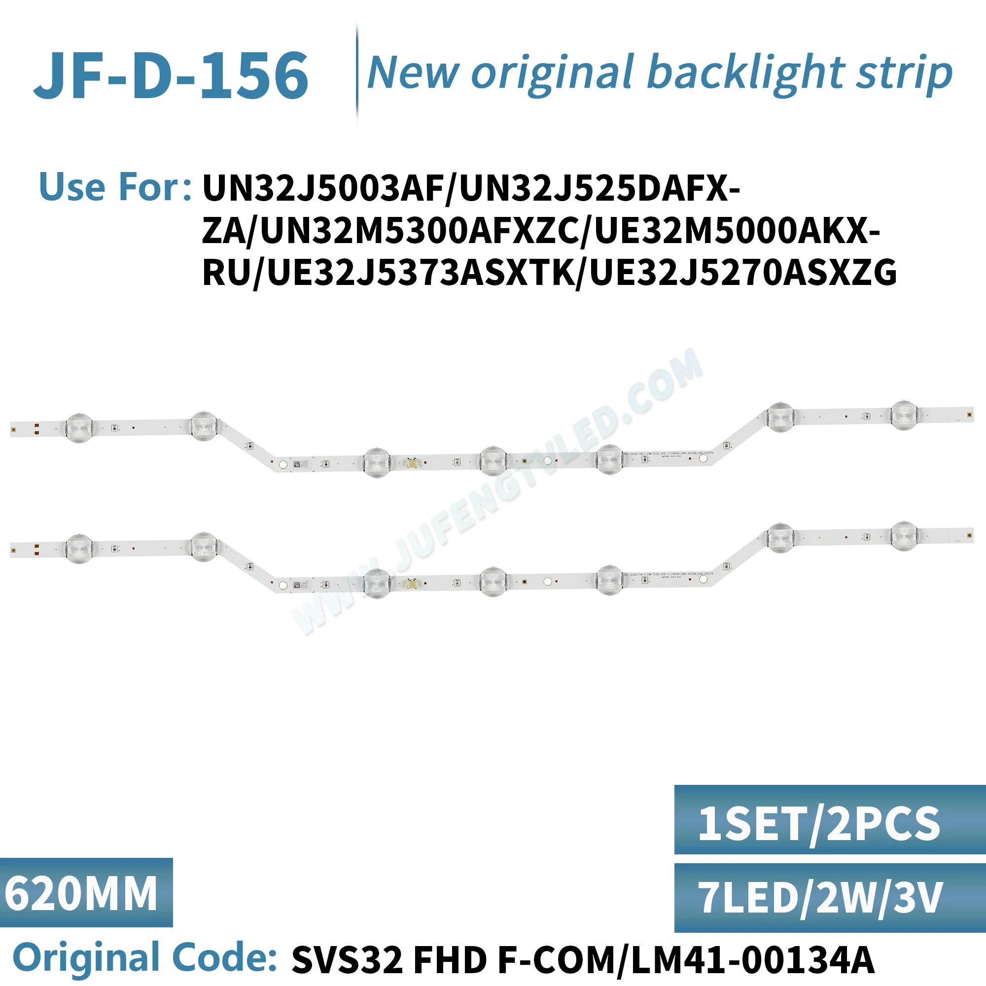 يستخدم قطاع الإضاءة الخلفية JF-D-156 LED لـ 32 قدمًا 2015 Svs32 FHD F-COM 7LEDs (المصابيح الأمامية طراز F-COM) طراز (طراز 096-36235A)، أشرطة الإضاءة الخلفية LED البديلة (2)