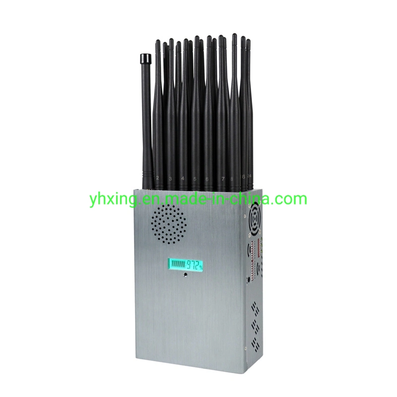 Últimas 24 canales Portátil bloqueador de la señal de teléfono móvil GSM CDMA 2G 3G 4G 5g el GPS L1- L5 WiFi Lojack VHF UHF 315 433 868 con cubierta de nylon Jammer señal