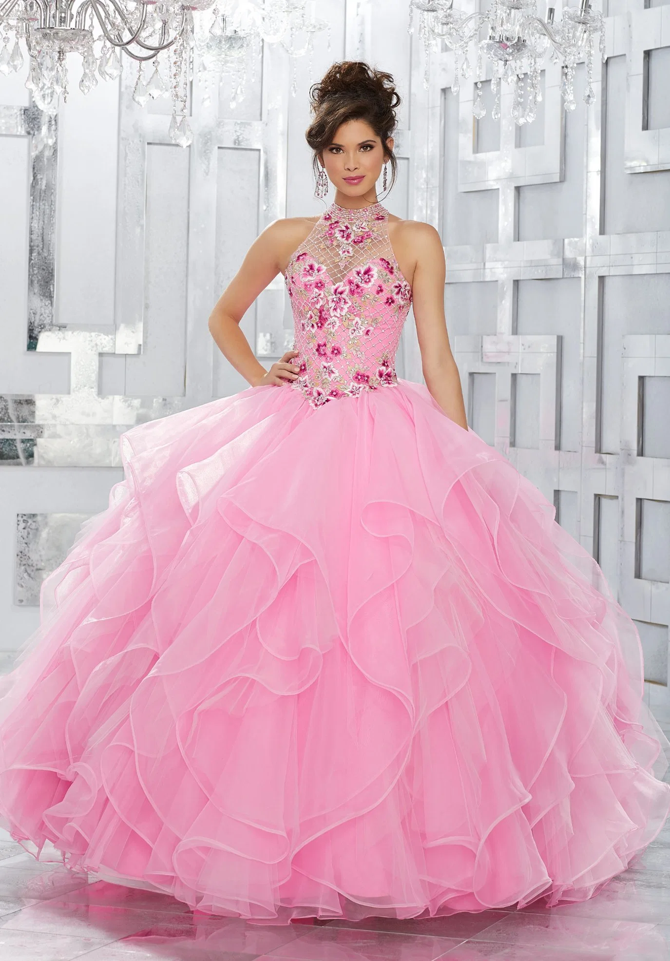 Bleu Rose Corail broderie perlée Quinceanera ball robes robes Z89149