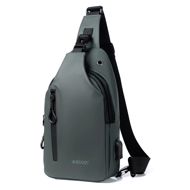 Weixier New Fashion Men Casual Shoulder USB Charging Waterproof Bags Man Crossbody Messenger Bag with Earphone Jack