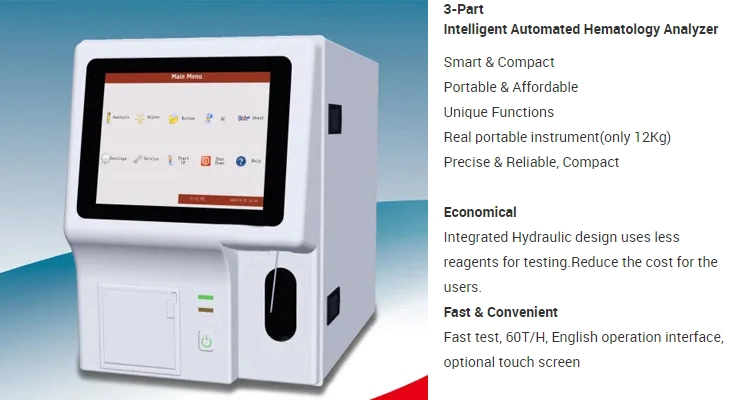 Automated Wbc 3-Part 5 Part Veterinary Hematology Analyzer Cbc Machine