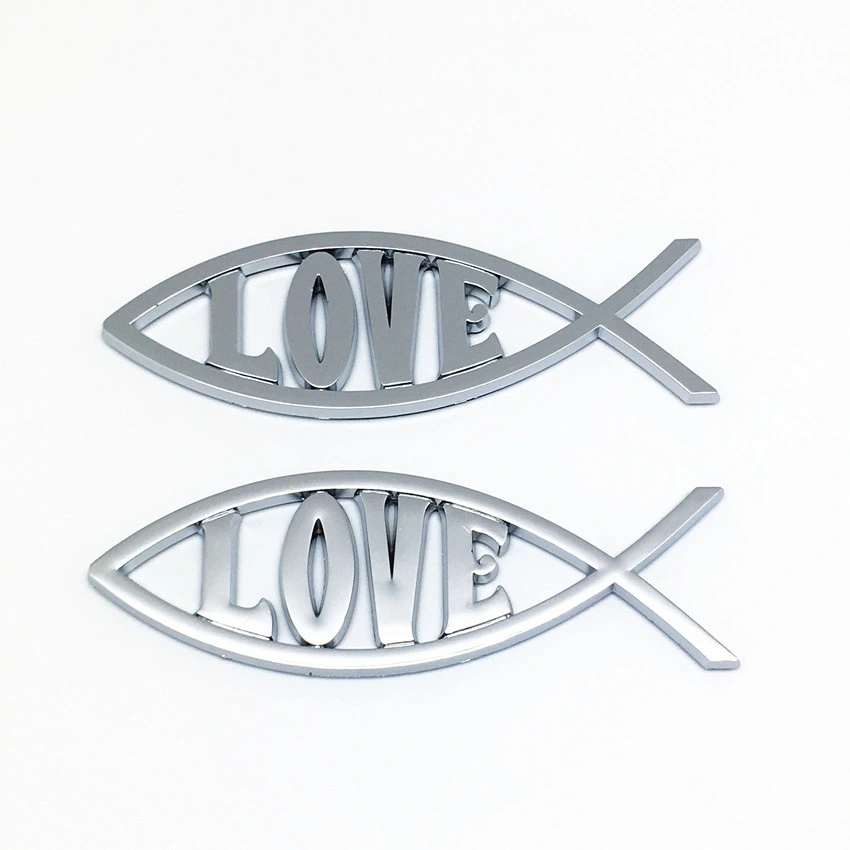 Factory Wholesale/Supplier Customer Logo 3D Jesus Fish Logo Emblem Decal Badge Sticker Car Christian Religion Gift