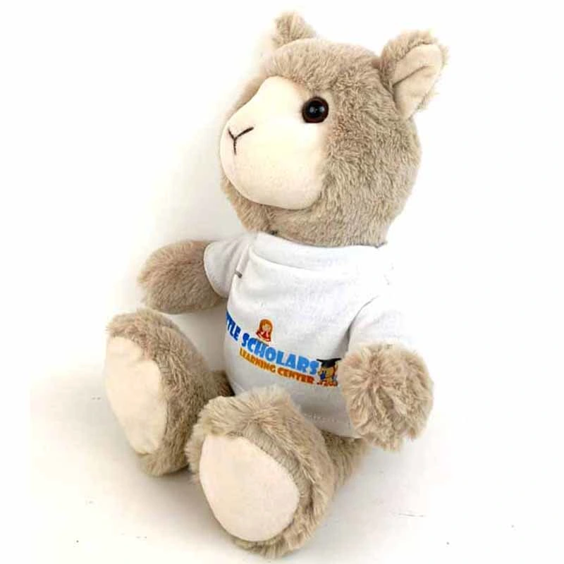 Logo Customized 20cm Sitting Wearing T Shirt Soft Plush Toy Animal Stuffed Llama